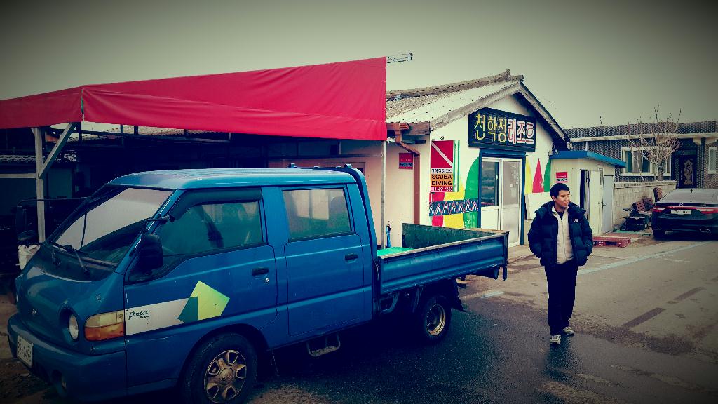 겨울바다 첫 다이빙 - 강원도 고성 천학정 리조트 - 문어짬