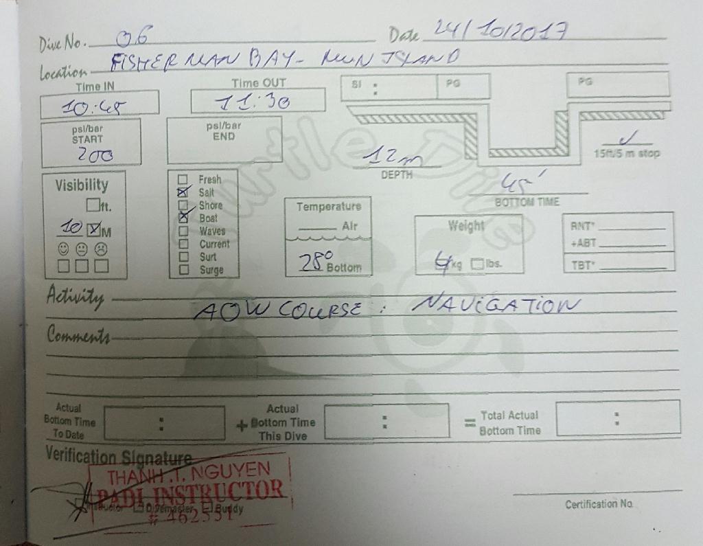 AOW코스 네비게이션 - 나짱 느엄섬 - Fisher man bay
