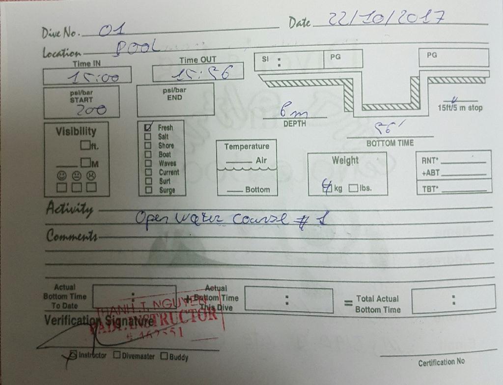 오픈워터 코스 1 - 나짱 - 제한수역