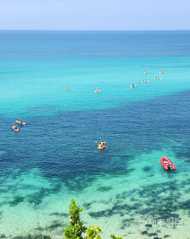 에메랄드빛 바다와 바닷물속 시야의 관계